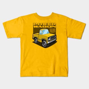 School Bus Yellow - Power Wagon (White Base) Kids T-Shirt